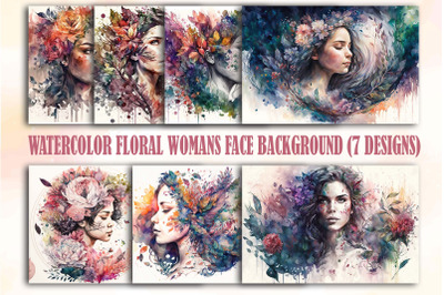 Watercolor Floral Womans Face Backgrounds