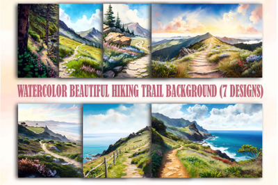 Watercolor Beautiful Hiking Trail Backgrounds