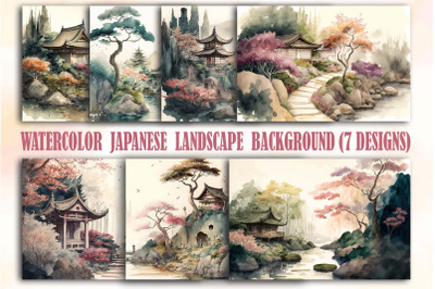 Watercolor Japanese Landscape Backgrounds  YOU WILL RECEIVE: