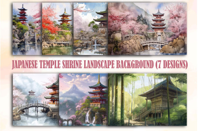 Watercolor Japanese Temple Shrine Landscape Backgrounds