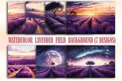 Watercolor Lavender Field Backgrounds