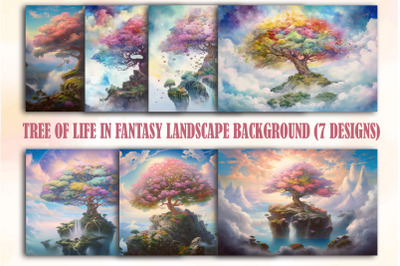 Tree Of Life In Fantasy Landscape Backgrounds
