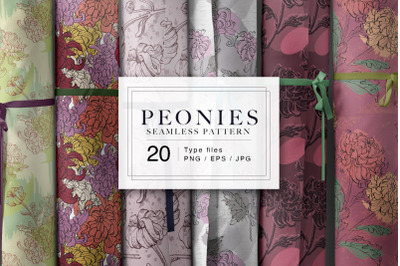 Peonies seamless pattern