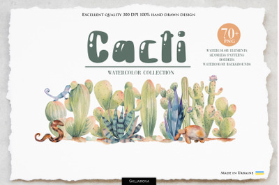 Cacti watercolor collection