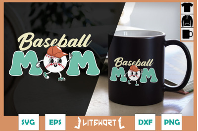 Baseball Mom Retro Baseball Cartoon