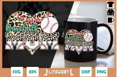 Baseball Mom Leopard Heart