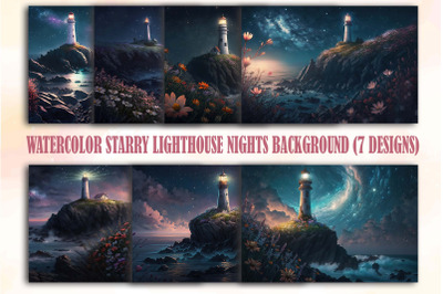 Starry Lighthouse Night Backgrounds