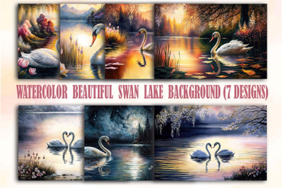 Watercolor Beautiful Swan Lake Backgrounds