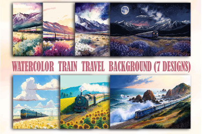 Watercolor Train Travel Backgrounds