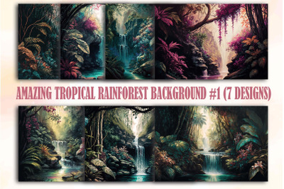 Watercolor Amazing Tropical RainForest Backgrounds #1
