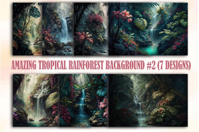 Watercolor Amazing Tropical RainForest Backgrounds #2