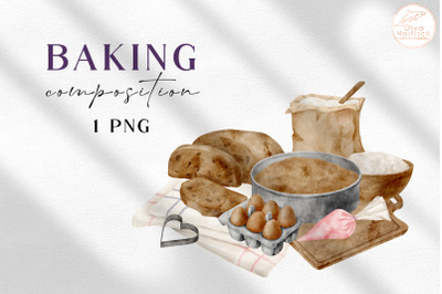 Watercolor Fresh Baked Bread PNG. Pastry Bakery Clipart