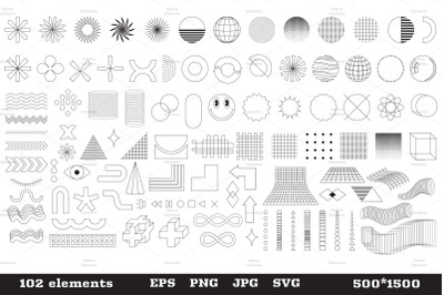 102 trendy minimalistic linear shapes