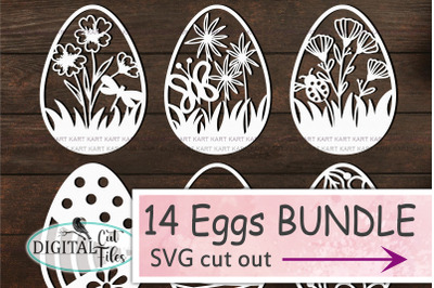 Floral Easter Eggs Bundle svg cut file Cricut | Laser Cut