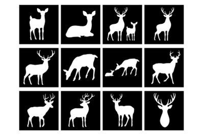 Deer Stencil, Deers Bundles Stencil, Deer Family Stencil, Stag.