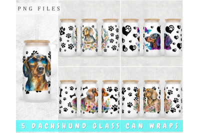 Dachshund Libbey Glass Can Wraps, 16 Oz Glass Can Sublimation Designs