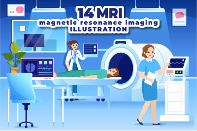 14 MRI or Magnetic Resonance Imaging Illustration