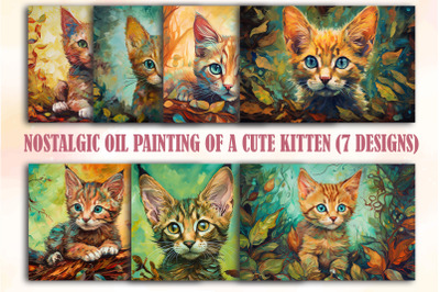 Nostalgic Oil Painting Of A Cute Kitten