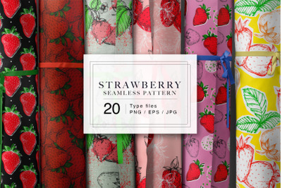 Strawberries seamless patterns