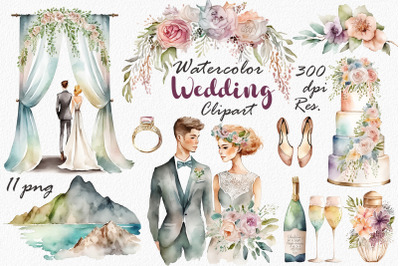 Watercolor Wedding Clipart