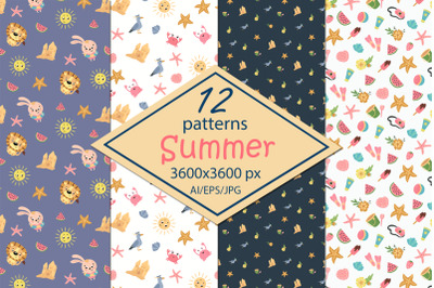 Summer- digital paper/seamless patterns