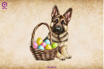 Easter German Shepherd Clipart