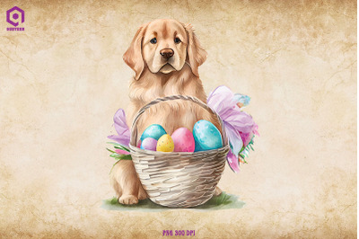 Easter Golden Retriever Clipart