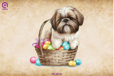 Easter Shih Tzu Dog Clipart