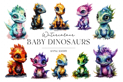 Watercolour Baby Dinosaurs  PNG Clipart