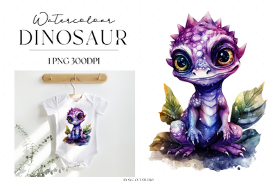 Watercolour Baby Dinosaur PNG Clipart