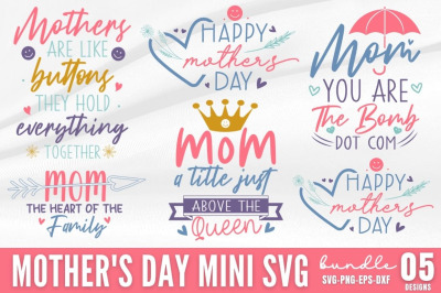 Mini Mother&#039;s Day SVG Bundle, Mom svg Bundle