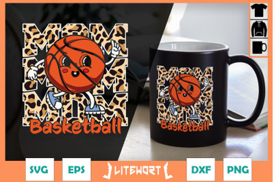 Basketball MOM Leopard Retro Basketball