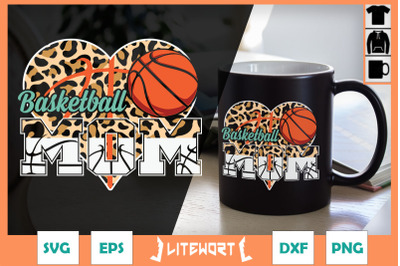 Basketball Mom Leopard Heart