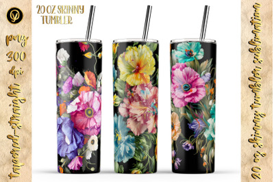 20 oz Skinny Tumbler Wrap with Floral Print