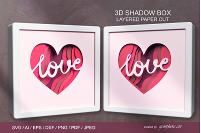 Love heart 3D Layered papercut Shadow box SVG / DXF / EPS