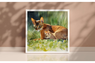 Mother Abyssinian Cat Background