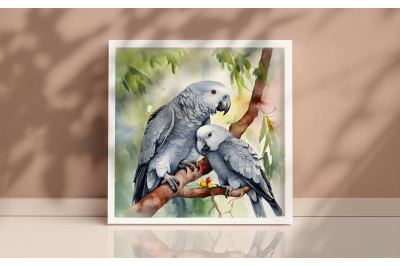 Mother African Grey Parrot Background