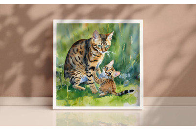 Mother Bengal Cat Background