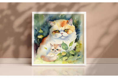 Mother Exotic Shorthair Cat Background