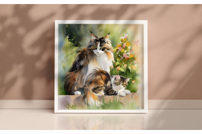 Mother Norwegian Forest Cat Background