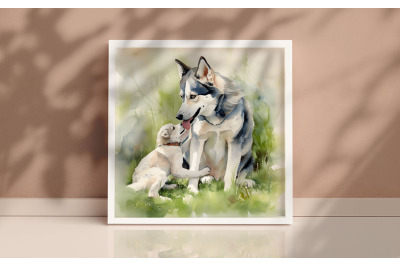 Mother Siberian Husky Background