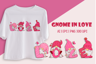 Gnomes Holding Letters LOVE Sublimation Design
