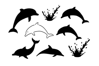 Dolphin Stencil, Dolphins Bundles Stencil, Dolphin Splash Ocean.