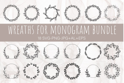 Monogram frame SVG. Laurel wreath set