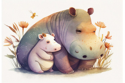 Cute Hippo with Baby | Mothers Day Collection