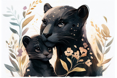 Cute Panther with Cub | Mothers Day