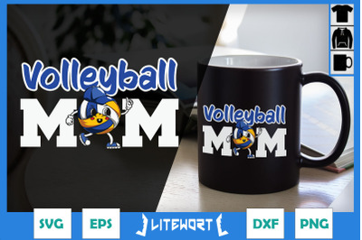 Volleyball Mom Retro Volleyball Cartoon