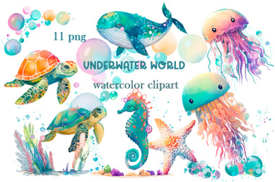 Underwater world,  sea clipart, summer clipart