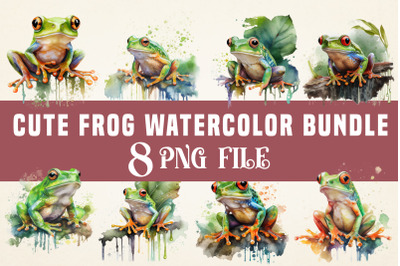 Cute Frog watercolor Bundle, Sublimaiton png file
