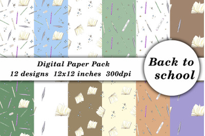 Watercolor Pattern Digital Paper School stationery. Illustration book
